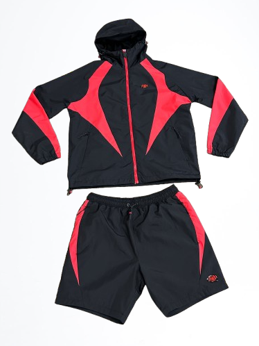 VORTEX WOVEN SHORT TRACKSUIT – BLACK/RED