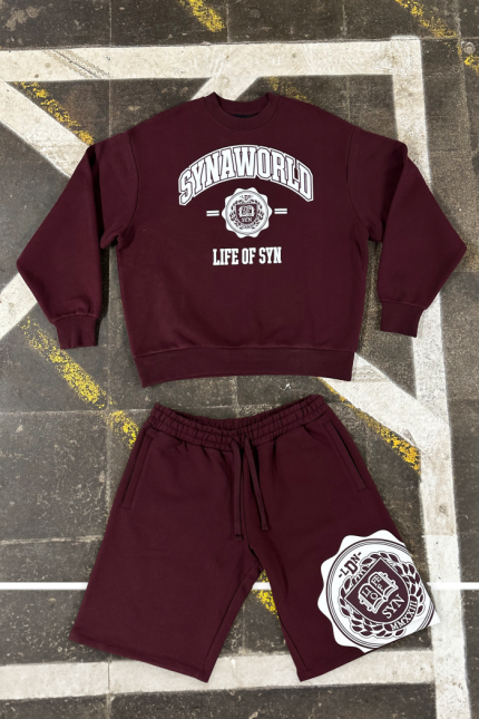 VARSITY CREW SHORT SET – BURGUNDY